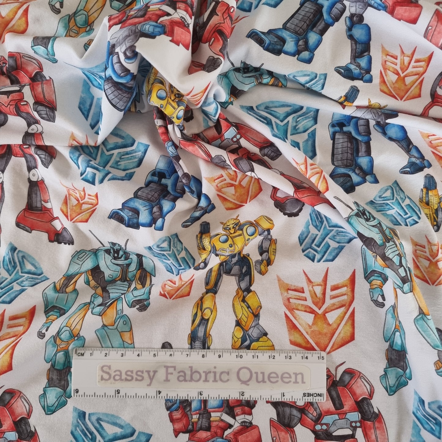 Robots white background – Cotton Lycra 200-220gsm