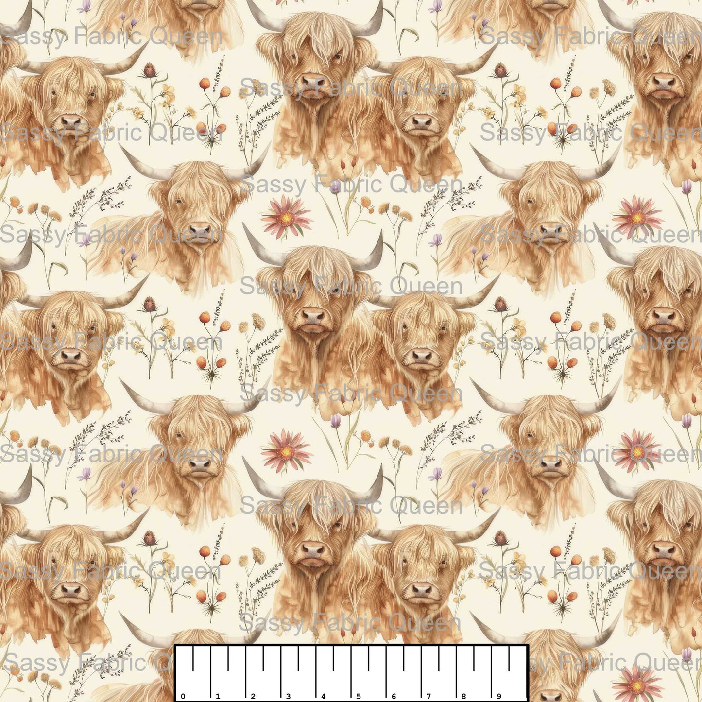 Highland Cow Floral 001