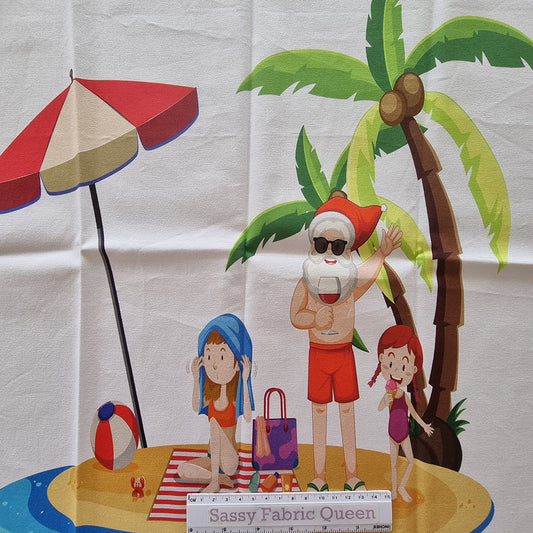 Summer Santa panel 50x50 50cm x 50cm panel - Cotton Woven 235gsm