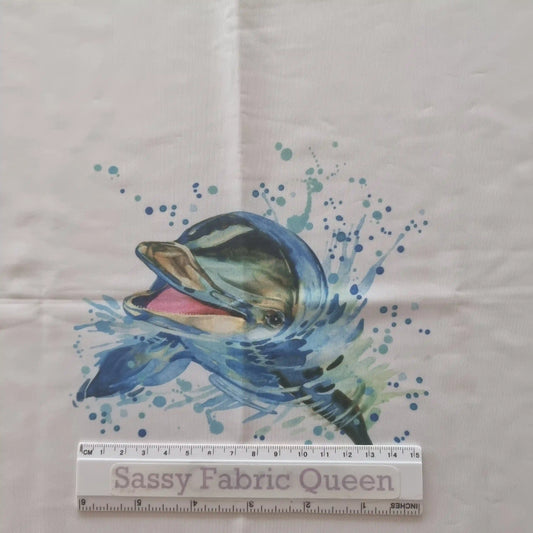 Watercolour Dolphin 50cm x 50cm panel - Swim 220gsm